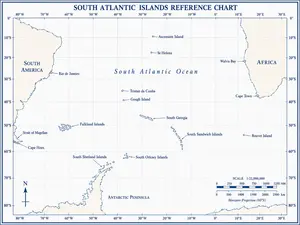 The South Atlantic has many islands most remote