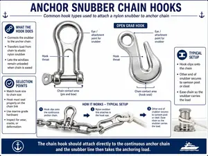 Anchor hooks for snubbers, I used this on my boat and single line arrangement