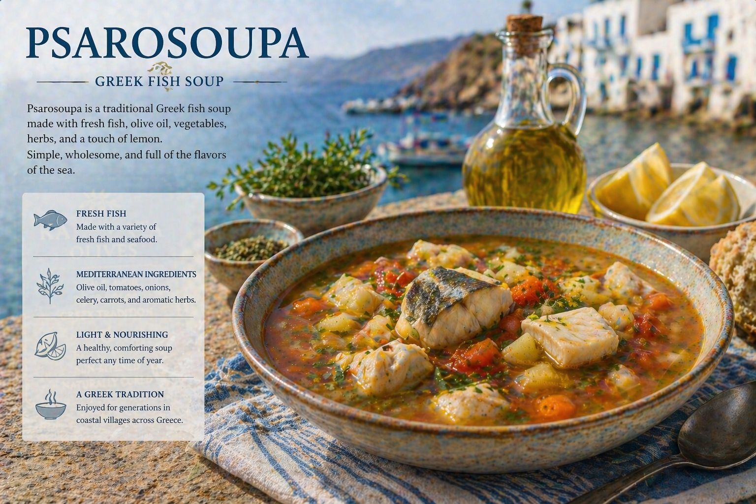 Psarosoupa (fish soup from mixed catch)